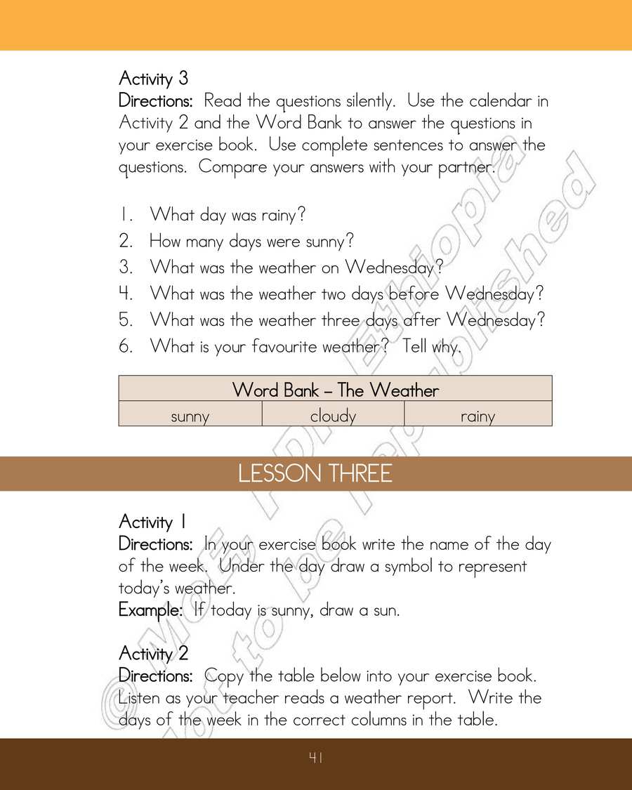 Ethiopia Learning English Grade 4 Page 46 In English